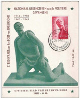 Carte Maximum -officiele Blad Van Het Inwijding Nationaal Gedenkteken Aan De Politieke Gevangene - TP 943 Obl Breendonk - 1951-1960
