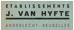 CP à En-tête (courrier Commercial) : J.Van Hyfte à Anderlecht, Rue Du Drapeau Et Rue Du Greffe / Boulon, Vis, écrou,... - Sonstige & Ohne Zuordnung