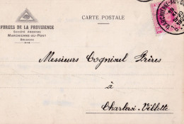 CP Commerciale  FORGES PROVIDENCE Marchienne-au-Pont TP Houyoux Perforé Oeil !  Obl 19 XI 1926  Vers Fonderie Charleroi - 1909-34