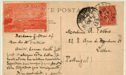 CP EXPOSITION MARITIME De BOrDEAUX Vue Du Grand Palais Avec Vignette Superbe Obl 7 V 1907 Vers Lisbonne - Brieven En Documenten