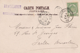 CP ANVERS LA Bourse Intérieur  TP Perforé Obl 3 V 1903  ALFRED LELAURAIN Bruxelles - 1909-34