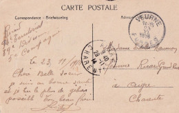 14-18  Territoire Non Envahi  CP  Obl VEURNE FURNES 23 XI 1914  Vers France Aigre "Je Tue Le Plus De Gibier Possible !" - Zone Non Occupée