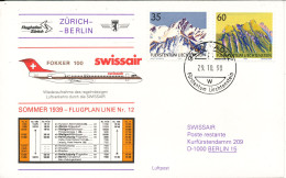 Liechtenstein Swissair First Flight Mail Zurich - Berlin Fokker 100 29-10-1990 - Covers & Documents