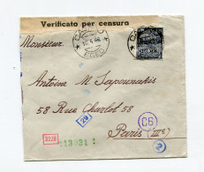 !!! ITALIE, LETTRE DE CALINO DE 1942 POUR PARIS AVEC CENSURES - Egée (Calino)