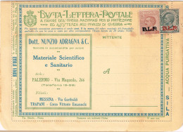 ITALY 1923 B.L.P. BUSTA LETTERA POSTALE CON C.15 III° TIPO + C.85 III° TIPO NUOVA E COMPLETA - Reklame