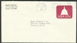United States - Postal Stationary. 1982 20c Capitol - Scott U601 Private Print "Boyd's Pharmacy" Used - 1981-00