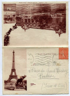 TOUR EIFFEL - 50c Semeuse Lignée Sur Carte Lettre Illustrée 1921 - Monuments