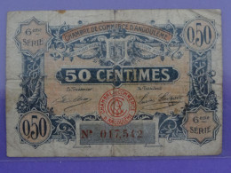 Billet 50c Chambre De Commerce D'ANGOULEME 6e Série (Charente) Corne D'abondance - Cámara De Comercio