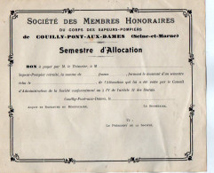 VP22.192 - 19?? - Bon Vierge De La Société Des Membres.. Du Corps Des Sapeurs - Pompiers De COUILLY - PONT - AUX - DAMES - Feuerwehr