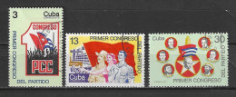 (S0105) CUBA, 1975 (1st Communist Party Congress). Complete Set. Mi ## 2099-2101. Used - Gebraucht