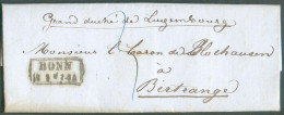 Incoming Mail : LAC De BONN Le 26-II 1856 Vers  Birtrange (verso : Dc MERSCH Et LUXEMBOURG) - 21162 - ...-1852 Voorfilatelie