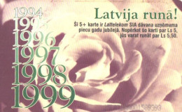 Latvia:Used Phonecard, Lattelekom, 5 Lati, Lattelekom 5 Years, 1999 - Lettonia