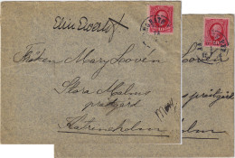 SUÈDE / SWEDEN - 1904 10ö Red Facit 54 On 2 Covers -  ANGBATS PXP. N°2 Type 1 Steamship Date Stamps To Stockholm - Covers & Documents