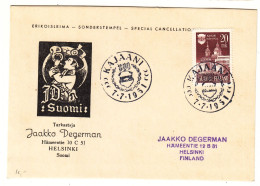 Finlande - Carte Postale De 1951 - Oblit Kajaani - Maison Communale - Armoiries - Valeur 4 Euros - Covers & Documents