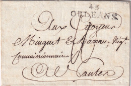 France Marcophilie - Département Du Loiret - 43/ORLEANS - 1800 - 42x12 Mm - Avec Texte - 1701-1800: Précurseurs XVIII