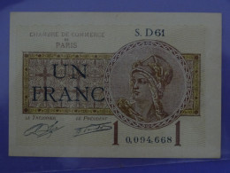 Billet De 1F Série S. D61 Chambre De Commerce De PARIS Semeuse - Cámara De Comercio