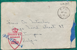 CANADA-GREAT BRITAIN- BELGIUM 1945, WORLD WAR 2, ARMY, MILITARY, CENSOR COVER TO BELGIUM, F.P.O SC 755, PASSED BY CENSOR - Lettres & Documents