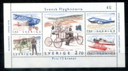 SCHWEDEN Block 12, Bl.12 Mnh - Flughistorie, Flight History, Historique Des Vols  - SWEDEN / SUÈDE - Blocks & Sheetlets