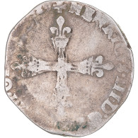 Monnaie, France, Henri III, 1/4 Ecu, 1589, Paris, TB, Argent, Gadoury:494 - 1574-1589 Henry III