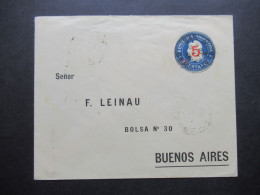 Argentinien 1901 Bedruckter Ganzsachen Umschlag / Senor F. Leinau Bolsa No30 Buenos Aires / Wertstempel Roter Überdruck - Postal Stationery