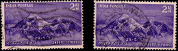 INDIA-1953-PRE DECIMAL- 2 ANNA- CONQUEST OF EVEREST-ERROR- FRAME SHIFTED- FU- IE-23 - Plaatfouten En Curiosa