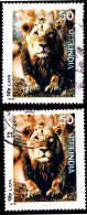 INDIA-1976-WILDLIFE- LION- 2x COLOR VARIETY- FU- IE-23 - Plaatfouten En Curiosa