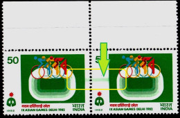 INDIA-1982- VELODROME- CYCLING- IX ASIAN GAMES-MARGINAL PAIR= GREEN COLOR DOCTOR'S BLADE-MNH- IE-36 - Variétés Et Curiosités