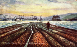 N°104244 -old Card -Towing Logs On The Willamette River- - Andere & Zonder Classificatie