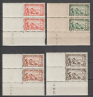 TUNISIE - 1944 - SERIE COMPLETE YVERT N°245/248 ** MNH PAIRE COIN DATE 1942 ! - - Neufs