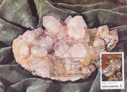 MINERALS, QUARTZ, CM, MAXICARD, CARTES MAXIMUM, 1987, ROMANIA - Minéraux