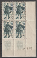 TUNISIE - 1950 - BLOC De 4 COIN DATE ! YVERT N°334 ** MNH ! - COTE POUR 4 TIMBRES = 14 EUR. - Ungebraucht