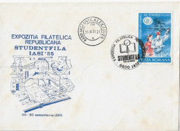 EXPOZITION OF WORKER STUDENTS IASI , 1985   ,SPECIAL COVER  ,ROMANIA - Cartas & Documentos
