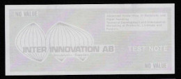 Test Note "INTER INNOVATION, 155 X 65 Mm, Testnote, Beids. Druck, RRRRR, UNC, Sehr Alt, Typ B, Hellgrau - Autres & Non Classés