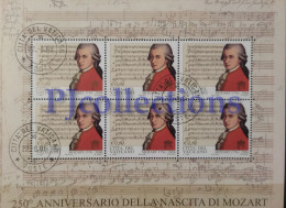 3679- VATICANO - VATICAN CITY 2006 WOLFGANG AMADEUS MOZART (1756 - 1791) FULL SHEET 6 STAMPS C/ANNULLO 1° GIORNO USED - Oblitérés