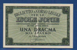 GREECE - Ionian Islands - P.M11 – 1 DRACMA ND 1941 UNC, SERIE 005 410099 - Occupation Italienne Egéenne