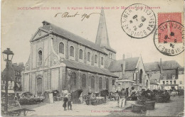 BOULOGNE  SUR MER  -L 'EGLISE  SAINT NICOLAS ET LE MARCHE AUX LEGUMES - ANNEE 1906 - Boulogne Sur Mer