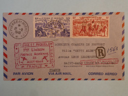 BT11 ST PIERRE & MIQUELON BELLE LETTRE   1948 1ER VOL  ST PIERRE A ST MALO  FRANCE +P AERIEN 12 15 +AFFRANCH. PLAISANT + - Cartas & Documentos