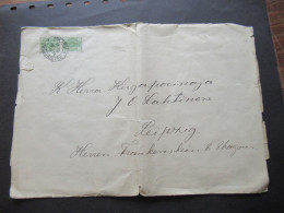 Finnland 1893 MeF Stempel Helsingfors Finland über St. Petersburg ?! Nach Leipzig Gesendet - Covers & Documents