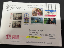 (2 R 27) Letters Posted From USA To Australia - 1 Cover (posted During COVID-19) Many Stamps (18 X 13,5 Cm) - Brieven En Documenten