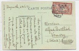 SYRIA SYRIE 40C MERSON SEUL CARTE MONT LIBAN FLEUVE DU CHIEN BEYROUTH 1921 TO SUISSE - Lettres & Documents