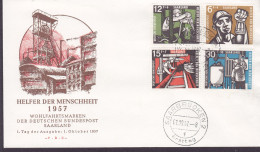 Saarland SAARBRÜCKEN 1957 FDC Cover Ersttags Brief Premier Jour Lettre Wohlfahrt Kohlebergbau Complete Set !! - FDC