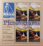 3734- VATICANO - VATICAN CITY 2008 LA MADONNA DI LOURDES FULL SHEET 4 STAMPS C/ANNULLO 1° GIORNO - USED - Used Stamps