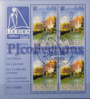 3736 VATICANO - VATICAN CITY 2008 LA MADONNA DI LOURDES FULL SHEET 4 STAMPS C/ANNULLO 1° GIORNO - USED - Used Stamps