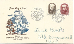 Norway 1968 . Aasmund Olavsson Vinje's 150th Birthday, Poet And Publisher MI  568 - 569 FDC - Brieven En Documenten