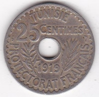 Protectorat Français 25 Centimes 1919 , Bronze Nickel, Lec# 130 - Túnez