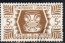 WALLIS AND FUTUNA ISLANDS 1944 IVI POO BONE CARVING IN TIKI DESIGN 5c USED USATO OBLITERE' - Used Stamps