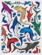 Haie Fische Fisch Aufkleber Metallic Look / Fish Tank Sticker 13x10 Cm ST554 - Scrapbooking