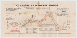 CHILE Early 1900s "PACIFIC STEAM NAVIGATION COMPANY" Large TRANSPORT MAP Cordillera De Los ANDES ( Andes Mountains ) - Mondo