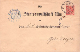 WÜRTTEMBERG - DIENSTPOST 10 PF STAATSANWALTSCHAFT ULM 1898 / GR310 - Postwaardestukken