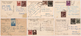 ROMANIA : 1952 - STABILIZAREA MONETARA / MONETARY STABILIZATION - LOT / SET : OVERPRINTED STAMPS On 6 POSTCARDS (al619) - Storia Postale